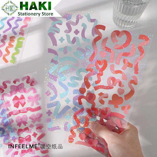 Sticker cute trang trí sổ họa tiết ruy băng HAKI dễ thương, hình dán sticker cute đáng yêu giá rẻ ST11