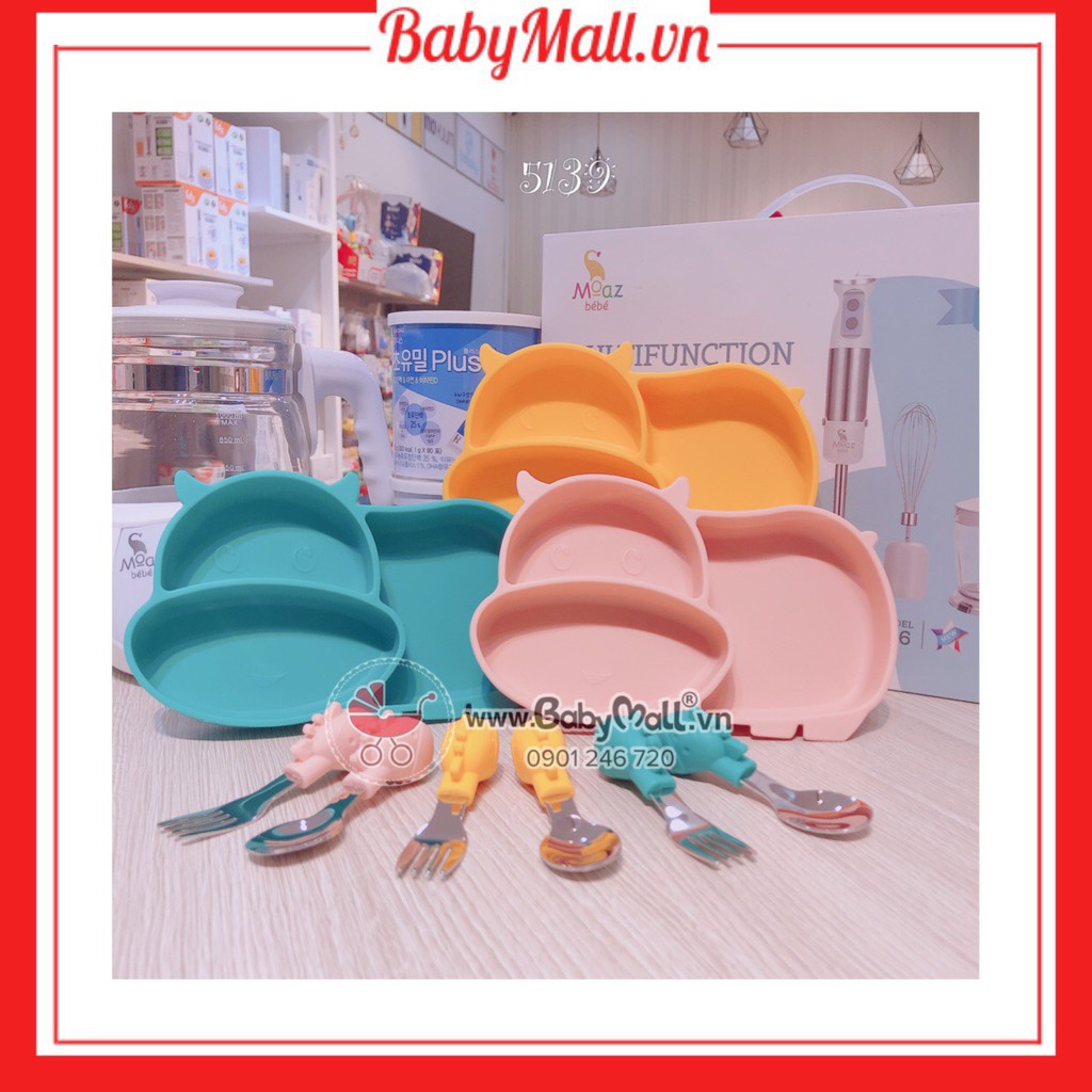 Khay bò silicone 5139 TẶNG thìa nĩa inox cao cấp