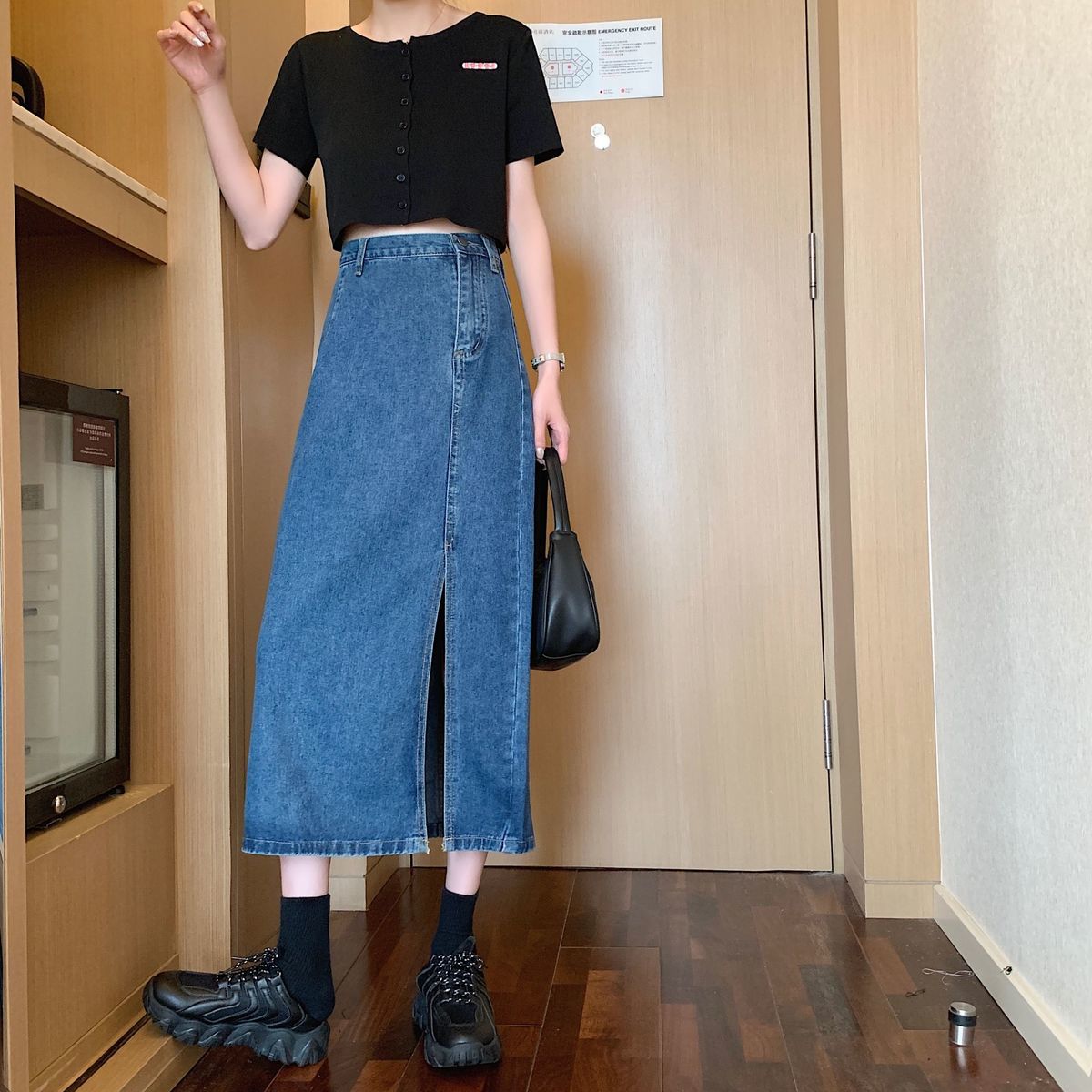 Chân Váy Denim Chữ A Lưng Cao Xẻ Tà Thời Trang Hè 2020 Cho Nữ | BigBuy360 - bigbuy360.vn