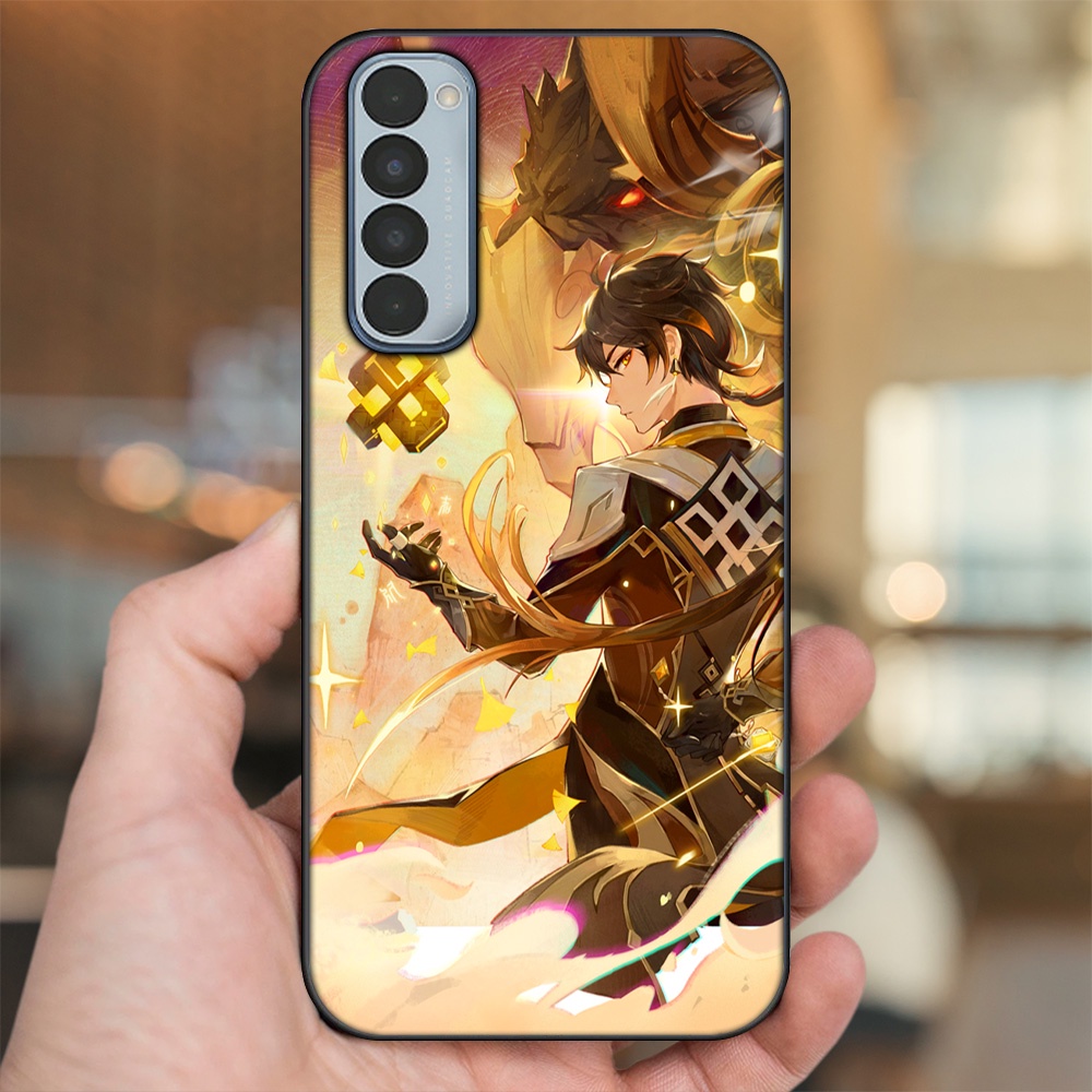 Ốp lưng Oppo Reno 4 Pro viền đen in hình Zhongli Genshin Impact