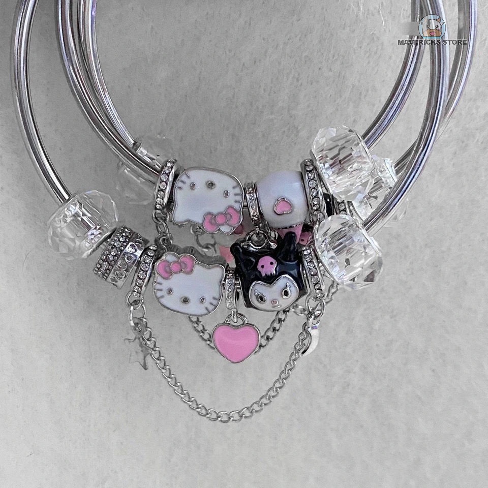 Vòng tay chuỗi hạt mặt hình Hello kitty dễ thương
