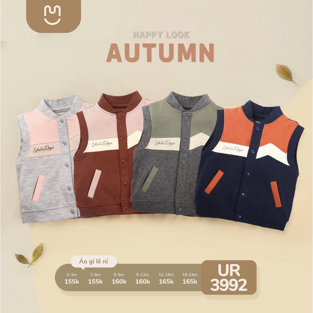 [CHÍNH HÃNG] Áo gile nỉ cotton trẻ em họa tiết thu đông Uala Rogo