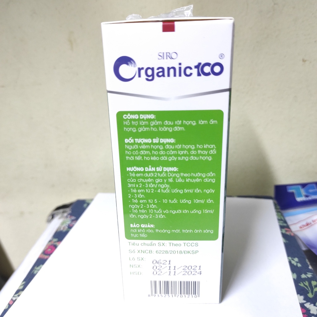 Siro ho Organic 100 với thành phần Xuyên tâm liên 125ml