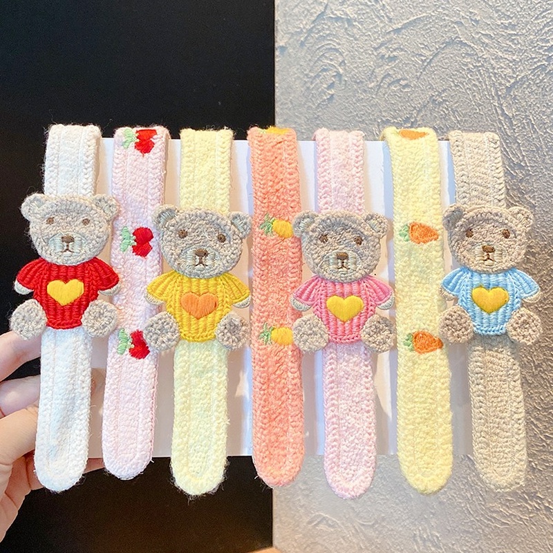 Cài tóc dệt kim họa tiết hoạt hình nhiều màu dễ thương cho bé gái