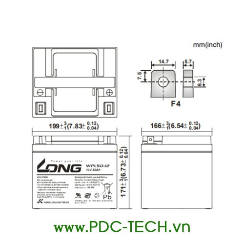 Ắc Quy LONG 12V 50Ah, WP50-12NE chính hãng - Dùng Cho Nguồn Dự Phòng