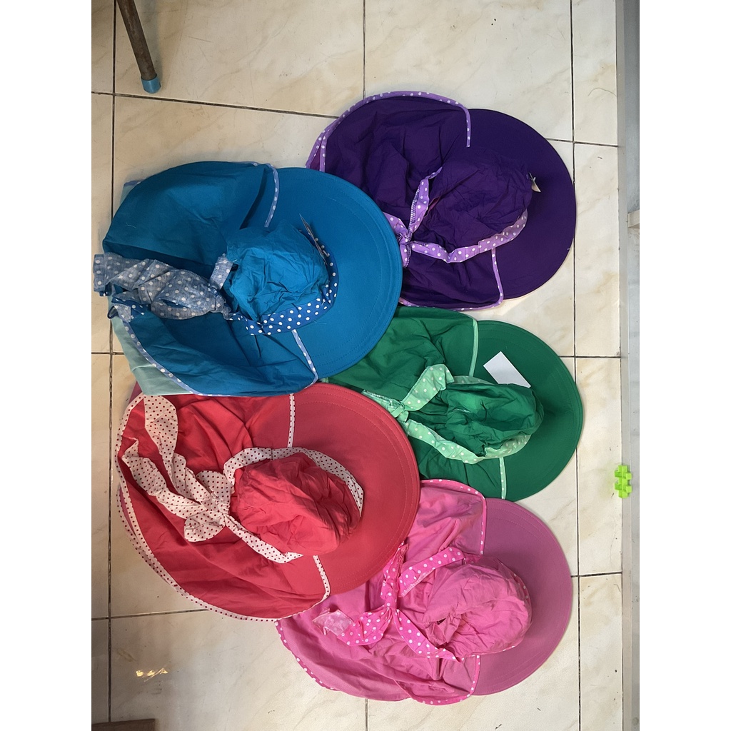 Khẩu trang nón Duy Ngọc vành rộng che vai và cổ chất liệu cotton màu thiết kế thích hợp đi biển dã ngoại