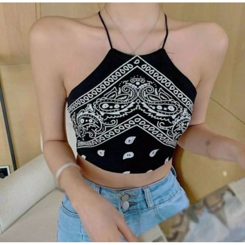 ÁO YẾM HỌA TIẾT THỔ CẨM, ÁO YẾM CROPTOP, ÁO YẾM HỞ LƯNG