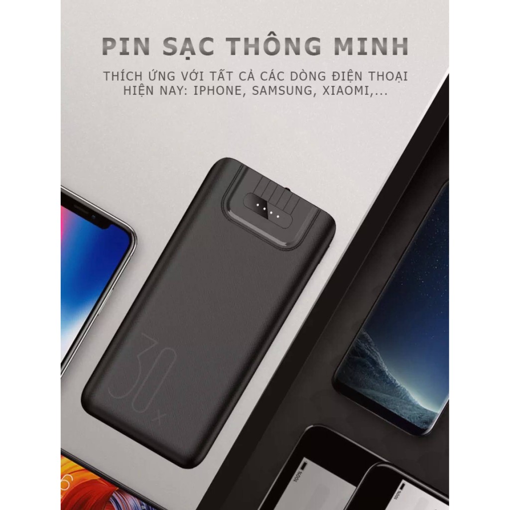 Sạc Dự Phòng 30000mah💥Hàng Chính Hãng💥Pin Sạc Dự Phòng 30000mah Với Màn Hình Led Hiển Thị Thông Số Pin Đi Kèm 2 Cổng Sạc