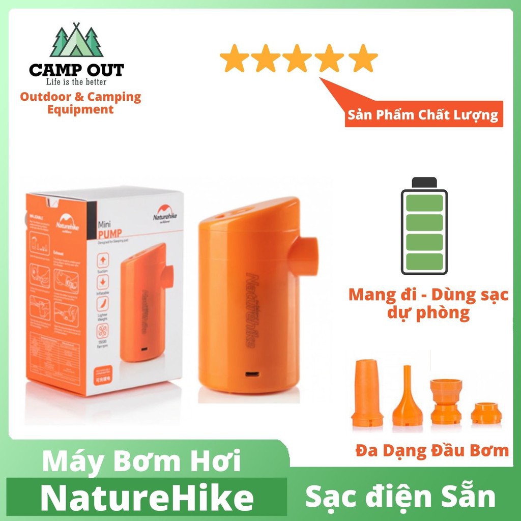 Naturehike đồ cắm trại campoutvn naturehike máy bơm hơi nệm gối dã ngoại du lịch sạc USB A123