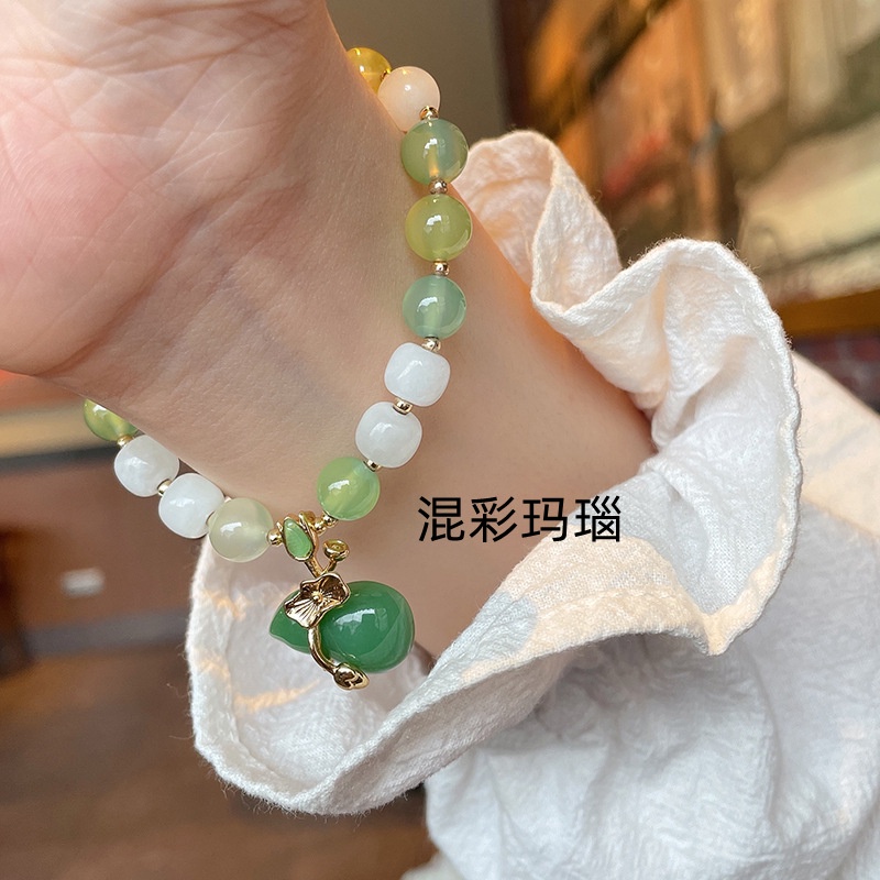 [Hàng Mới Về] Vòng Đeo Tay Mặt Đá Mã Não Nhiều Màu Sắc Tươi Tắn Nhỏ Nhắn Phong Cách Mori Dành Cho Bạn Nữ