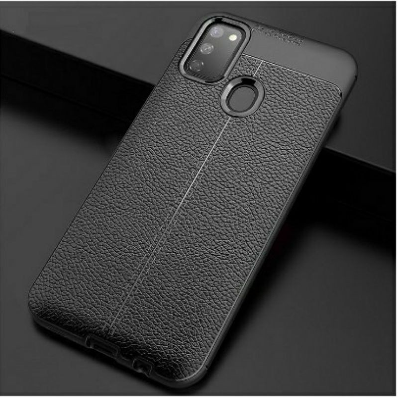 Ốp Lưng cho Oppo A53 2020 Dẻo Giả Da Đen Auto Focus