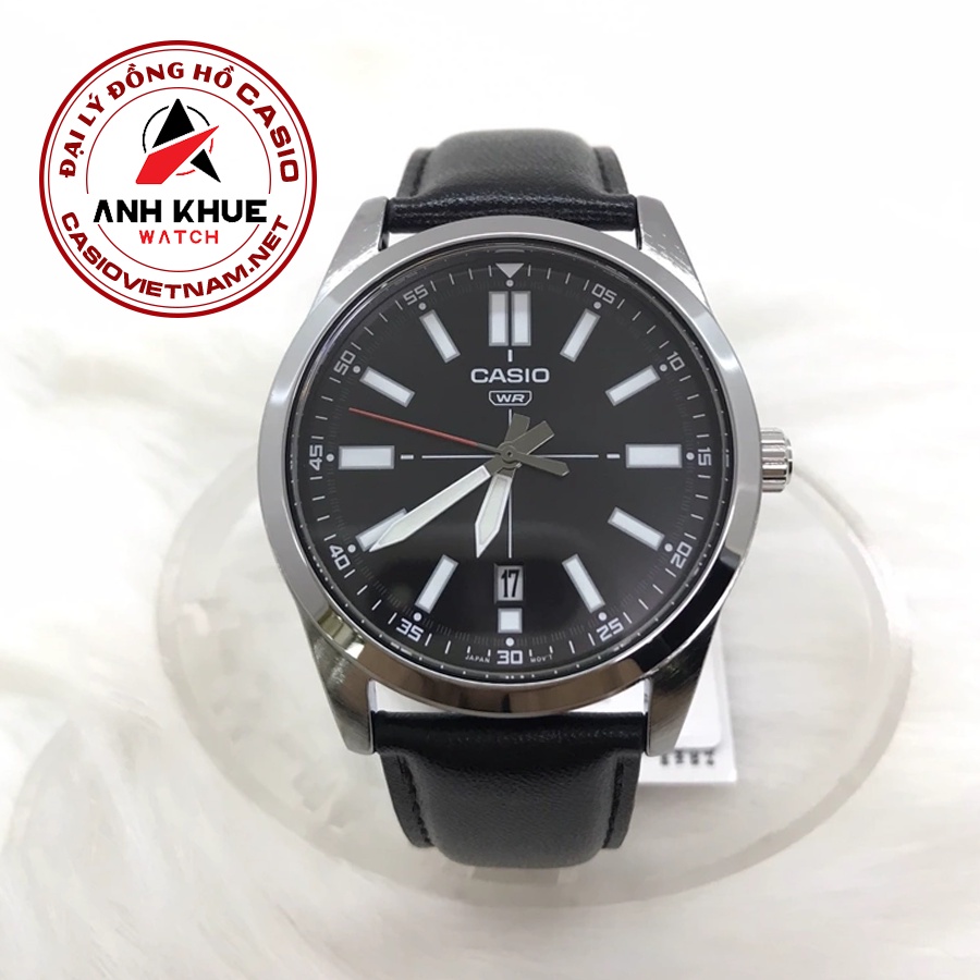 Đồng Hồ Casio Nam MTP-VD02L-1E Dây Da Màu Đen | 3 Kim | Chống Nước