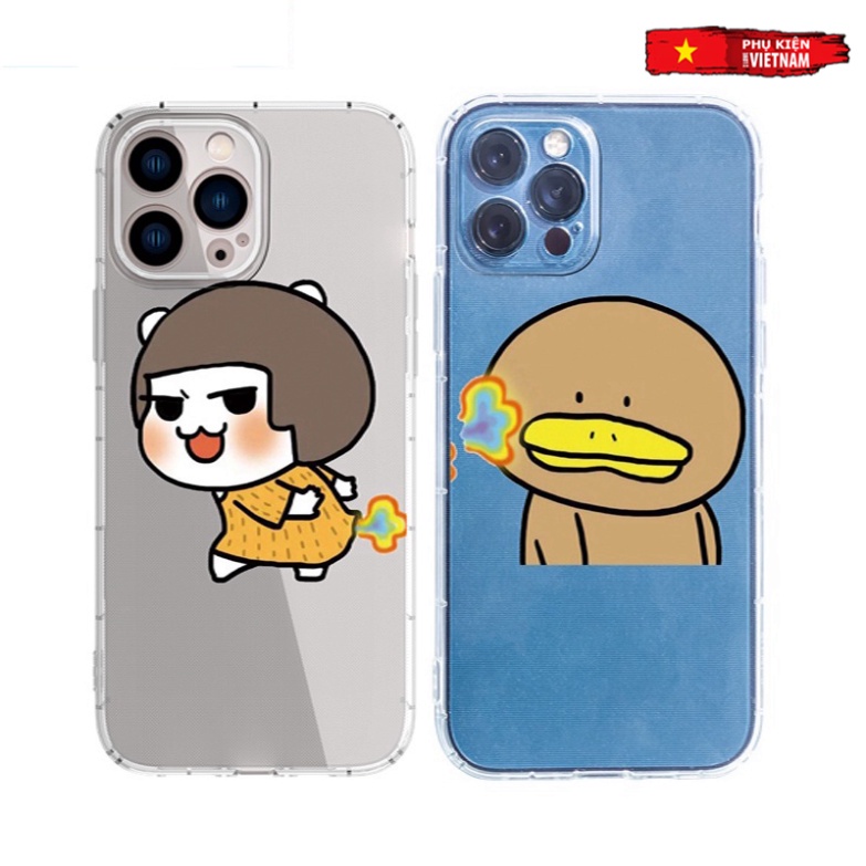 Ốp lưng iphone 6, 6s plus, 7 8 Plus, X, XS, XR, XSMAX, 11, 12, 13 PROMAX TRONG SUỐT CHÚT VỊT VÀ CÔ BÉ PKVN