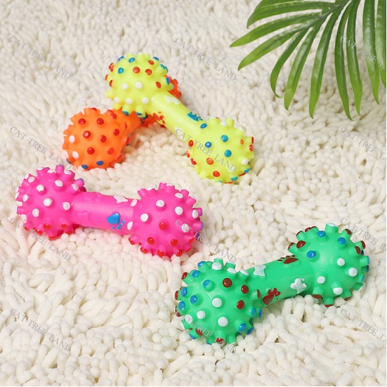 ĐỒ CHƠI CHÓ MÈO, BÓNG CAO SU MỀM, HÌNH QUẢ TẠ, PHÁT RA ÂM THANH - BANH GẶM NHẮM, GIẢM NGỨA RĂNG CHO THÚ CƯNG