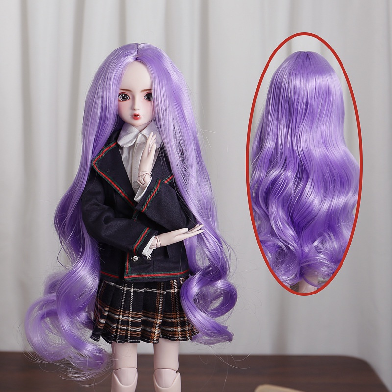Tóc Giả Xoăn Dài 60cm Màu Nâu / Hồng / Trắng Dành Cho Búp Bê bjd 1 / 3