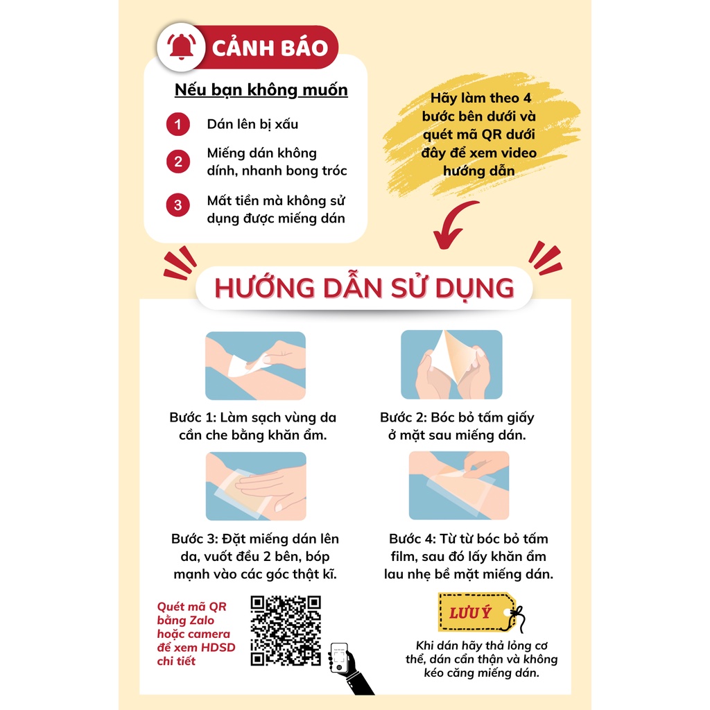 Miếng dán che hình xăm ở tay, hình xăm ở chân cỡ vừa 8x10cm nhanh gọn