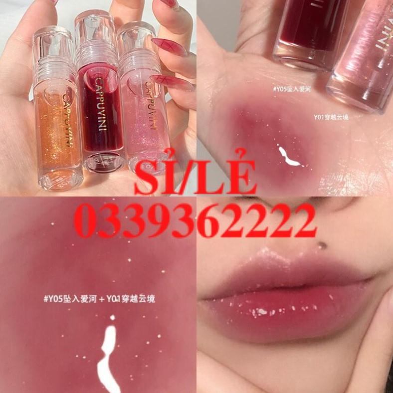 [ CHÍNH HÃNG ] Full set 3 cây son bóng nhũ Cappuvini Crystal Lipstick Sena Beauty  HAIANHSHOP