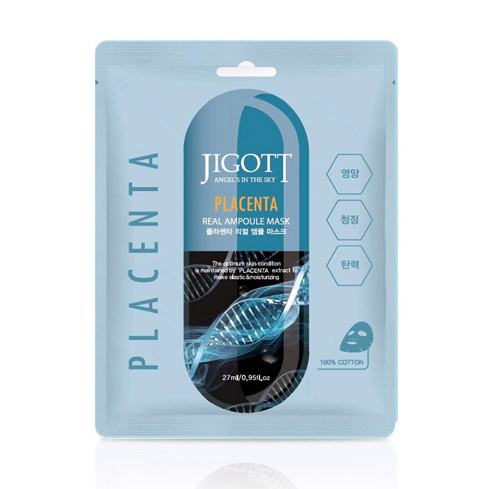 Combo 10 Mặt Nạ Cấp ẩm Trắng Da Nhau Thai Cừu JIGOTT Placenta Real Ampoule Mask 27ml