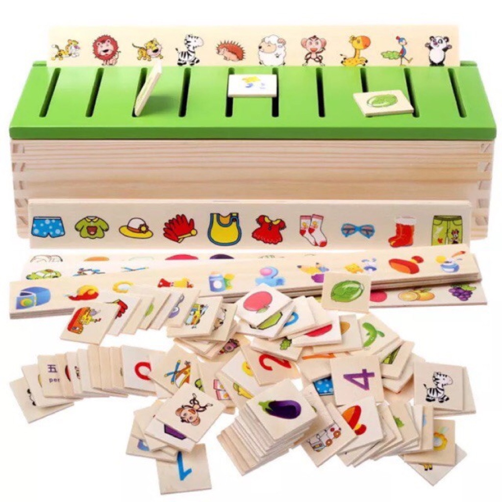 Đồ chơi phát triển trí tuệ thả hình khối theo chủ đề cho bé đồ chơi gỗ Bonkids toys