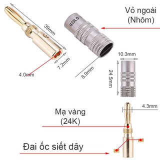 Jack loa bắp chuối Nakimichi 1 cặp 2 cái hàng chất lượng jack đồng vỏ nhôm (vàng)