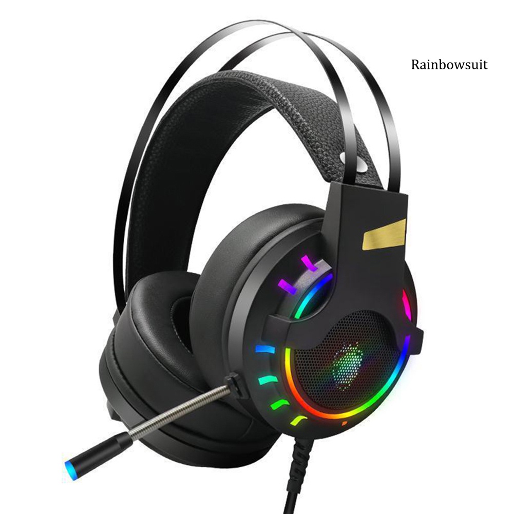 RB- K3 USB Wired PC Gaming Headphone 7.1 Channel Stereo Bass RGB Headset with Mic