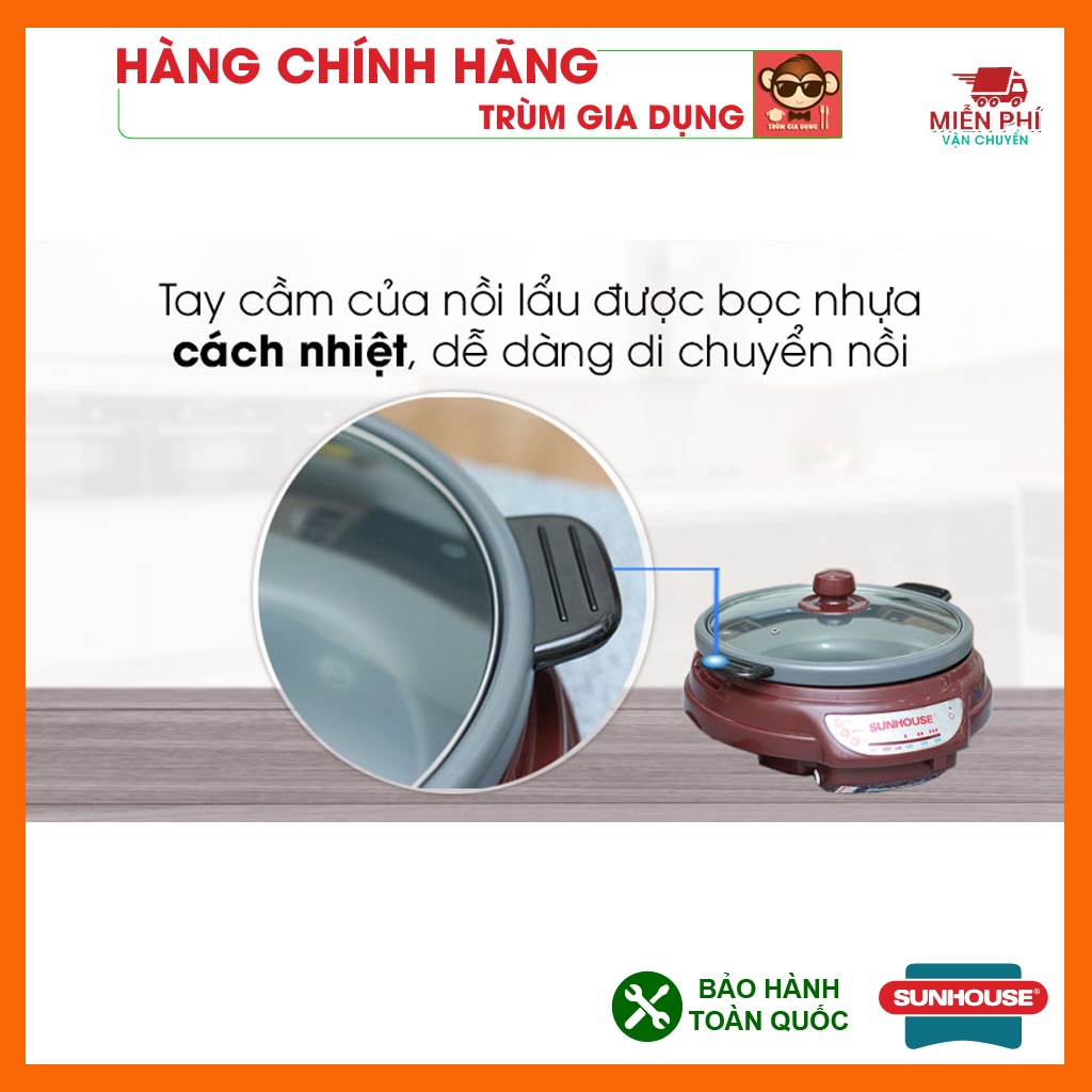 Nồi lẩu điện Sunhouse 3,5L SH535, Nồi lẩu Sunhouse SH535 bảo hành chính hãng toàn quốc 1 năm bởi Trùm Gia Dụng