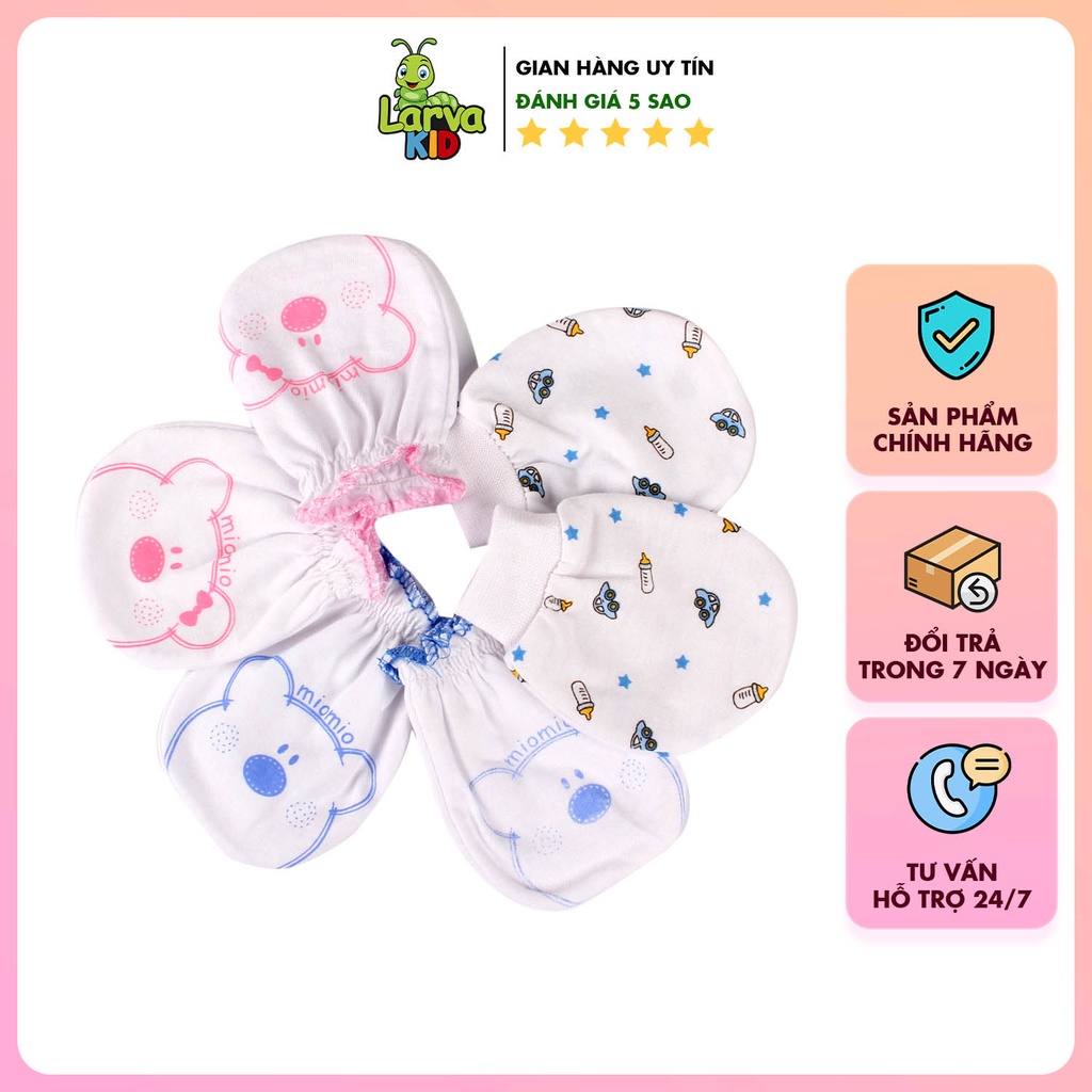 Set bao tay chân cotton bo chun giữ ấm cho bé sơ sinh cao cấp thấm hút mồ hôi, phụ kiện cho trẻ sơ sinh - LARVA KID