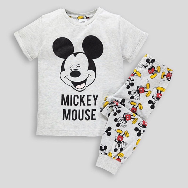 Set HM Mickey bé trai quần dài áo cộc
