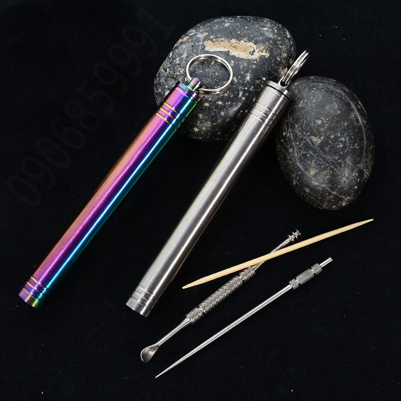 Ống đựng tăm,phụ kiện dã ngoại EDC titan