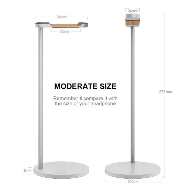 Giá treo đỡ tai nghe chụp tai full size bằng hợp kim nhôm nguyên khối bọc da và gỗ
