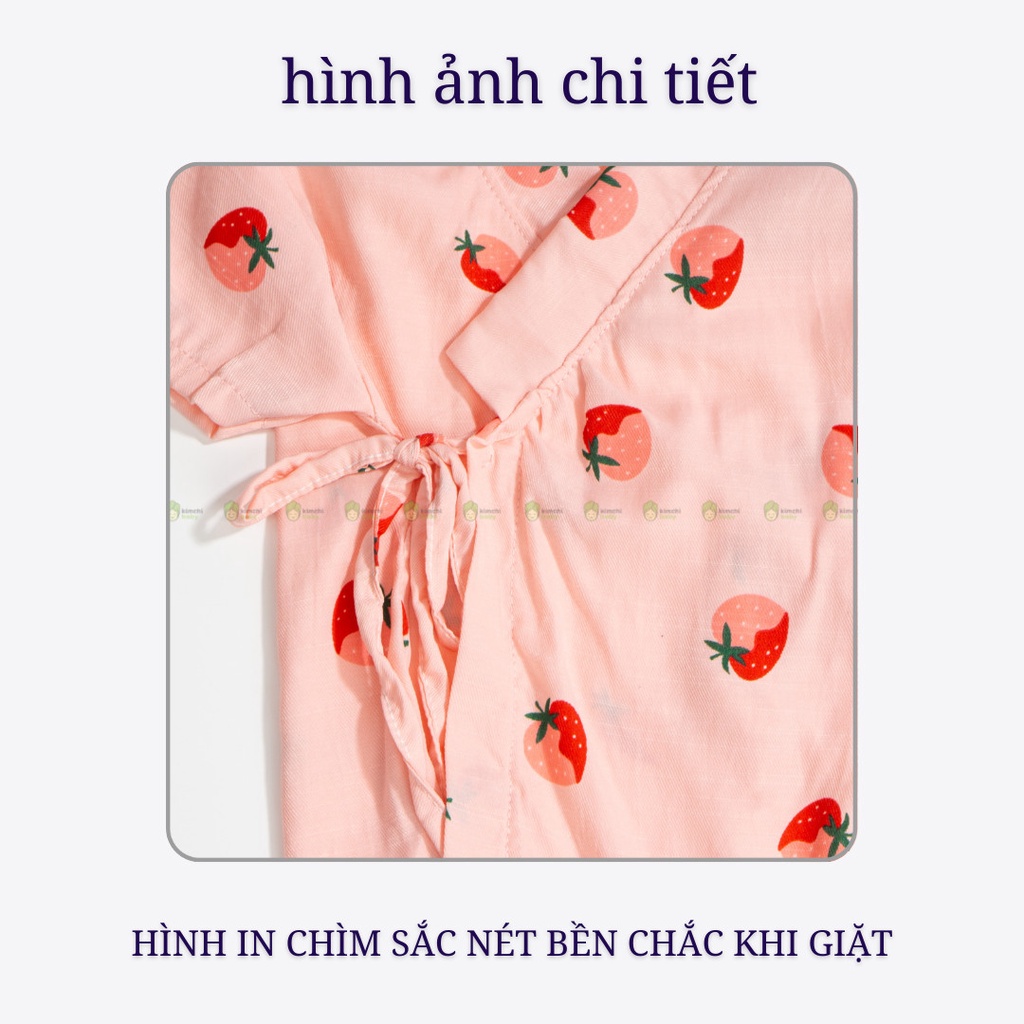 Bộ Yukata Cho Bé Gái, Bé Trai Vải Thô Mềm Mịn Hoạ Tiết Gấu Dễ Thương, Đồ Bộ Cho Bé Hè KW2207