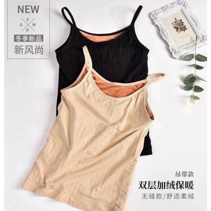 Áo 2 dây giữ nhiệt lót lông ấm áp cho chị em free size