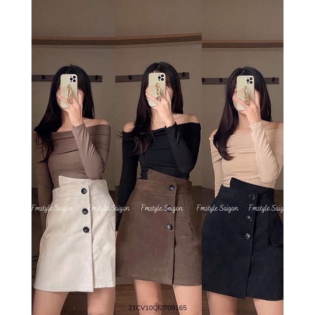 Chân Váy Nhung Phối Túi Ulzzang V5