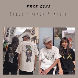 Áo thun, áo phông unisex tay lỡ hình cute freesize form rộng giấu quần mặc nhóm couple