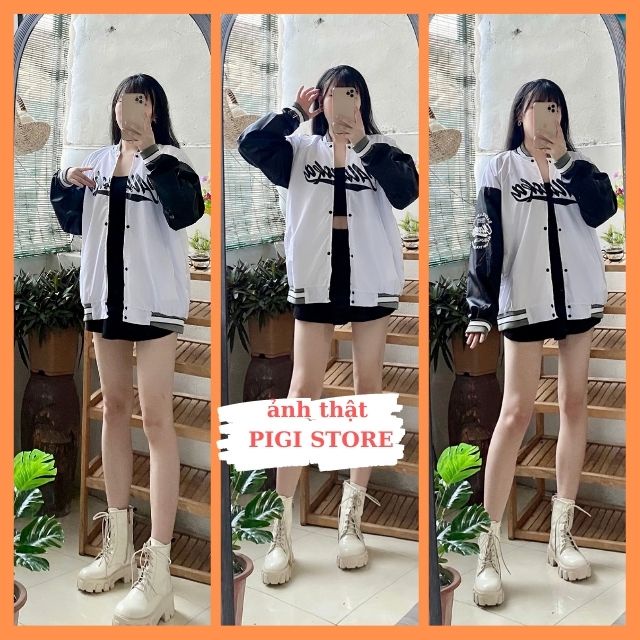 ÁO BOMBER JACKET Form Rộng Chất Vải Gió Dù, ÁO KHOÁC MUSKY Unisex Nam Nữ PIGI STORE Mã 19