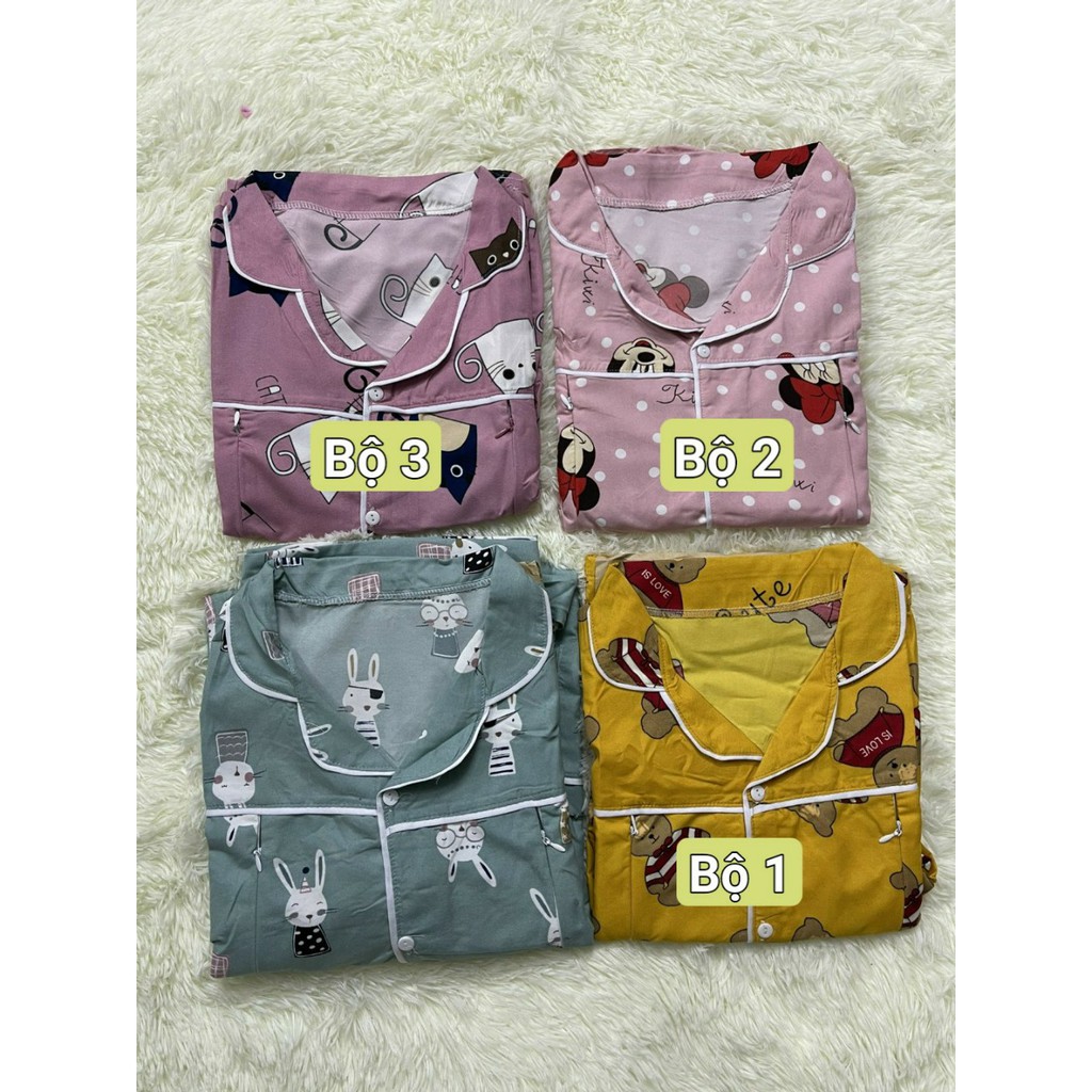 Đồ Bộ bầu Pijama chất Kate thái siêu xinh mặc bầu và sau sinh áo có khóa cho ti thuận tiện BPJM930