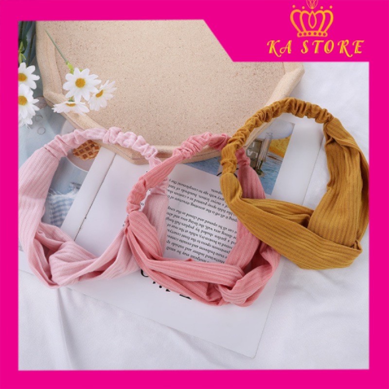 Băng Đô Turban Vải Co Giãn Xinh Xắn Phong Cách Hàn Quốc