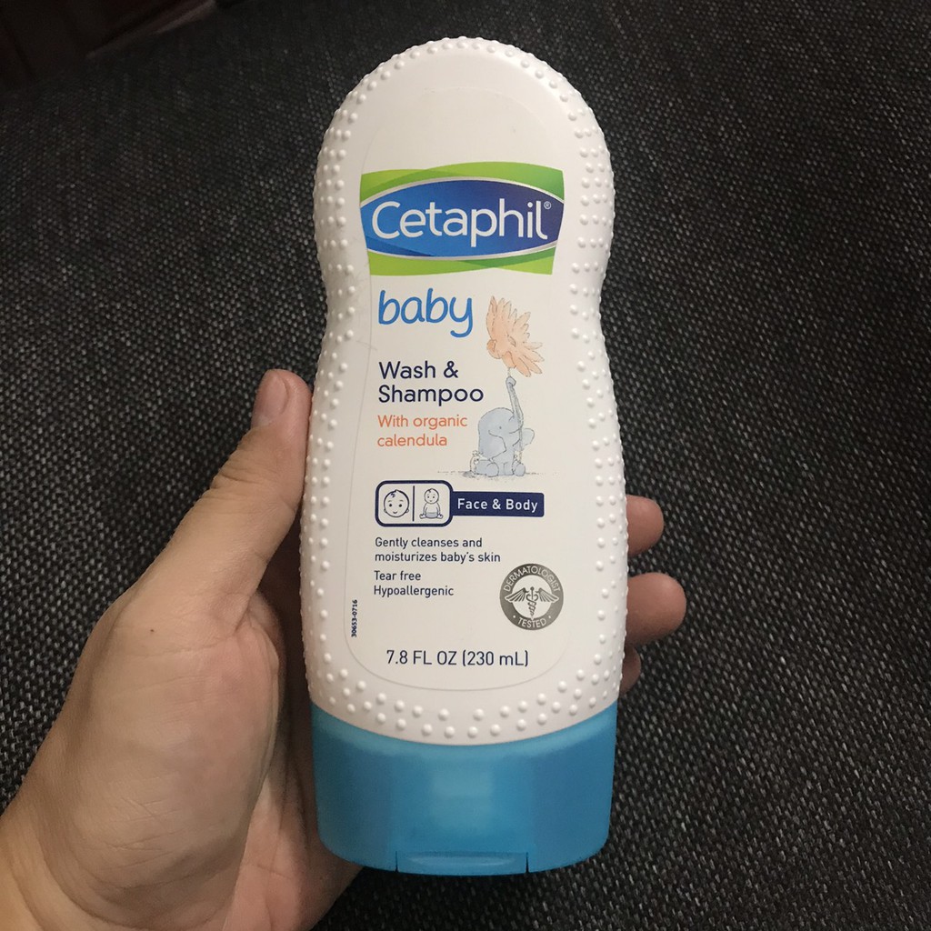 ❤ [Hàng Mỹ] Sữa Tắm, Gội dưỡng ẩm em bé Cetaphil Baby Wash Shampoo 230ml