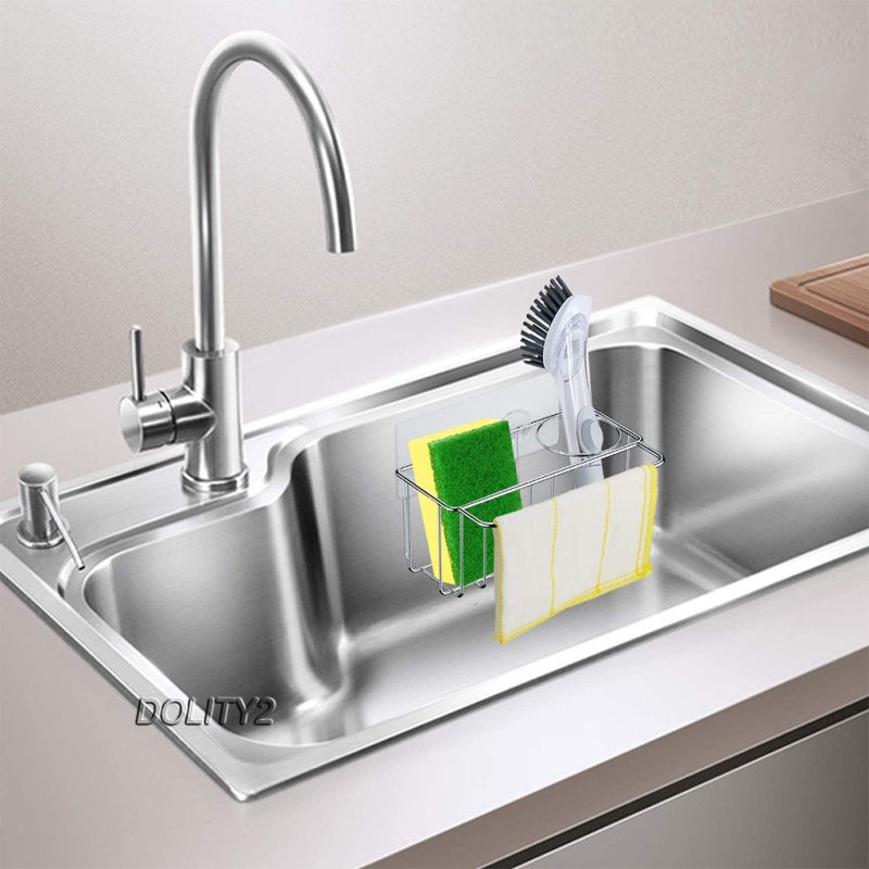 Sponge Holder Basket Rack Stainless Steel Brush Organizer for Bathroom Paste