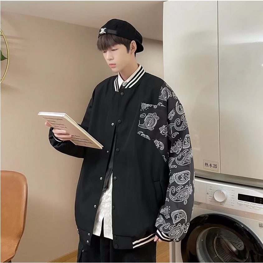 áo khoác phong cách Hàn Quốc áo khoác bomber bông áo khoác 2 lớp in ấn áo khoác bóng chày