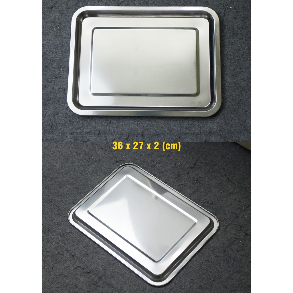 Khay inox cao cấp nhiều kích cỡ sâu 2cm