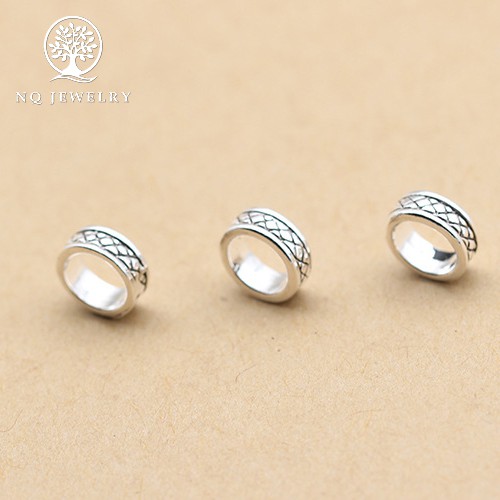 Charm bạc chặn hạt họa tiết hoa văn - NQ Jewelry