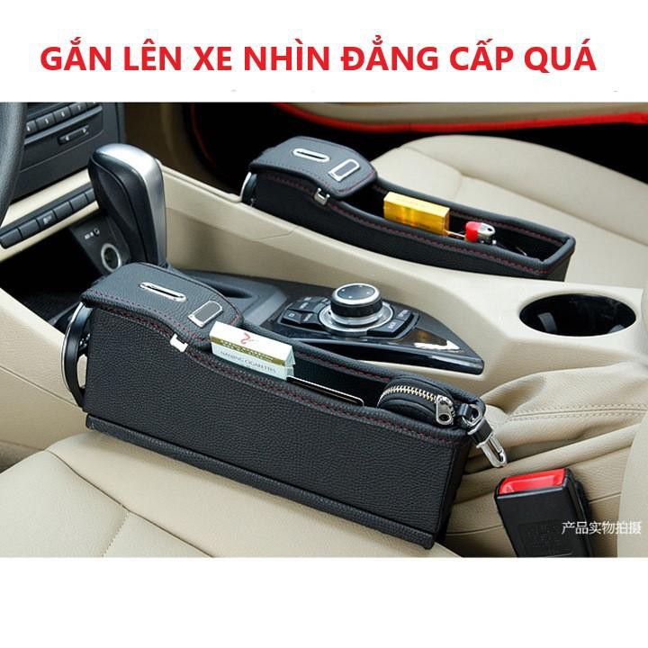HỘP ĐỰNG ĐỒ NHÉT KHE GHẾ CÓ NGĂN ĐỰNG NƯỚC BẰNG DA PU CAO CẤP
