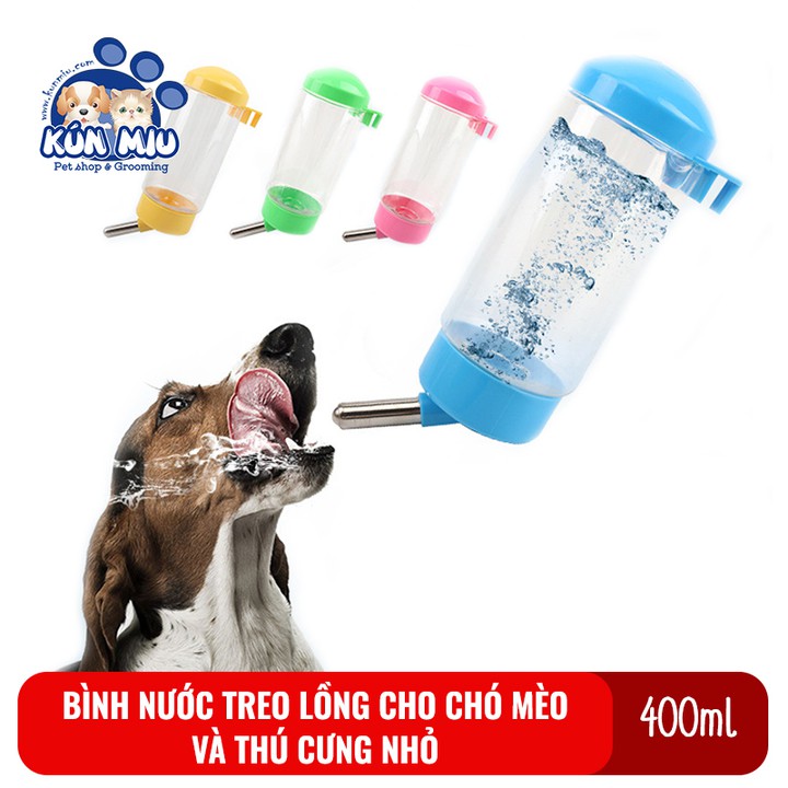 Bình nước treo lồng vòi bi inox cho thú cưng Kún Miu dung tích 400ml loại thường