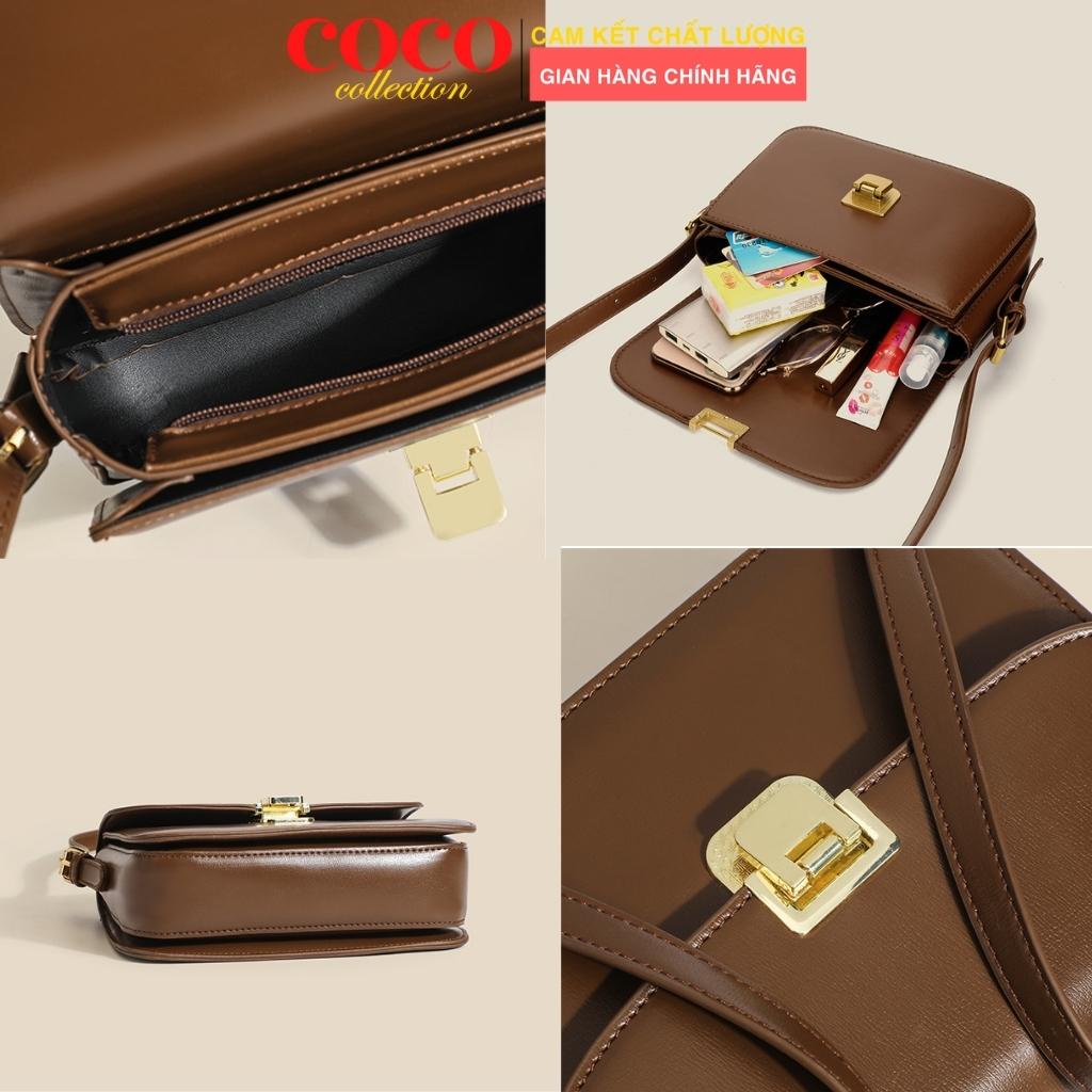Túi xách nữ khoá gập da trơn dáng vuông thời trang kẹp nách cao cấp đi làm đi chơi, túi đeo chéo nữ TX045429 Coco Store