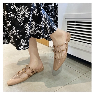 👠👠Thời Trang Dép Bít Mũi Đế Thấp Chống Trượt Cho Nữ