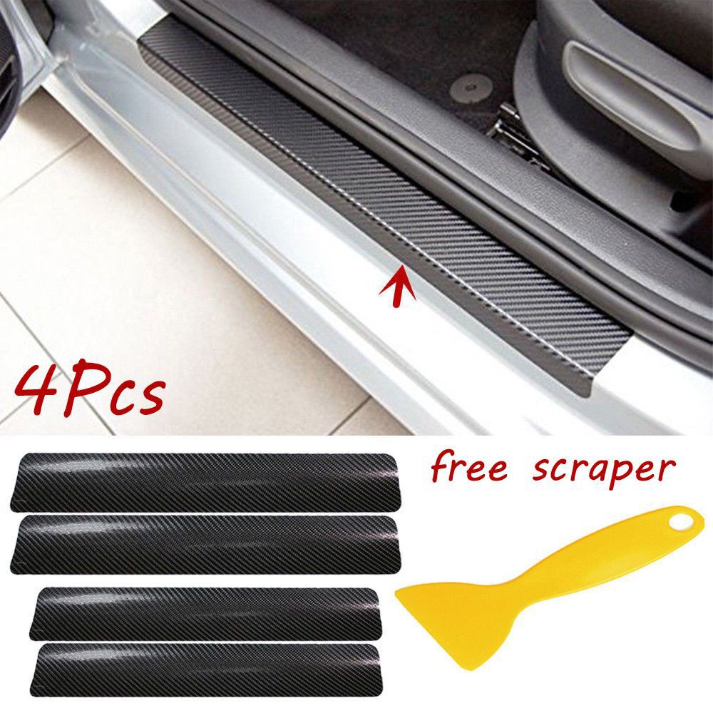 Bộ 4 miếng dán bọc cửa xe ô tô chống trầy sợi cacbon 3D