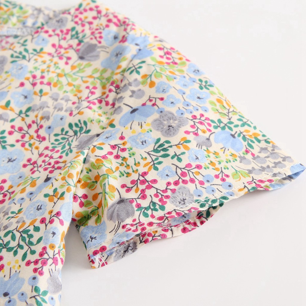 Sanlutoz Mùa hè Bông Đứa bé Áo liền quần Những bông hoa Ngắn tay