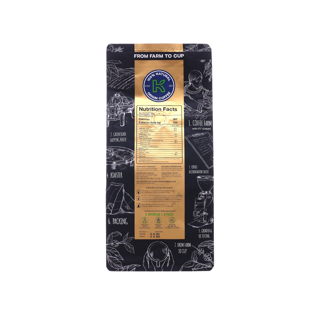 Cà phê rang xay K Coffee Black 454g