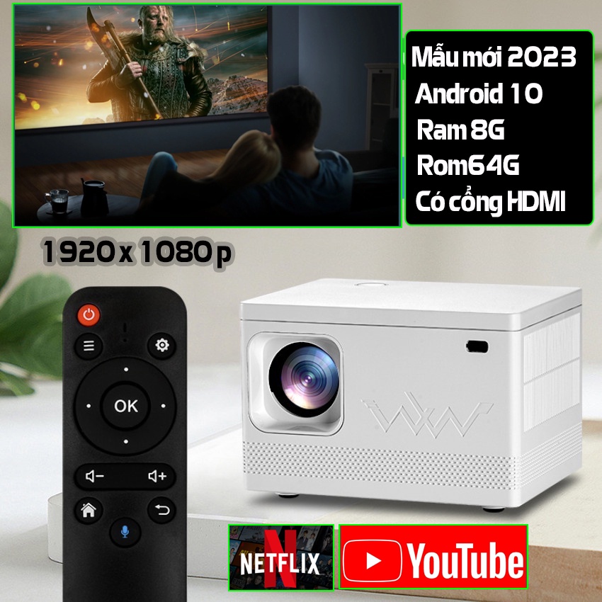 Máy Chiếu Mini KAW-K550/K650/K435, Full HD 1080p - Rạp Chiếu Mini Tại Nhà, Hệ điều hành Android - Bảo Hành 12 Tháng